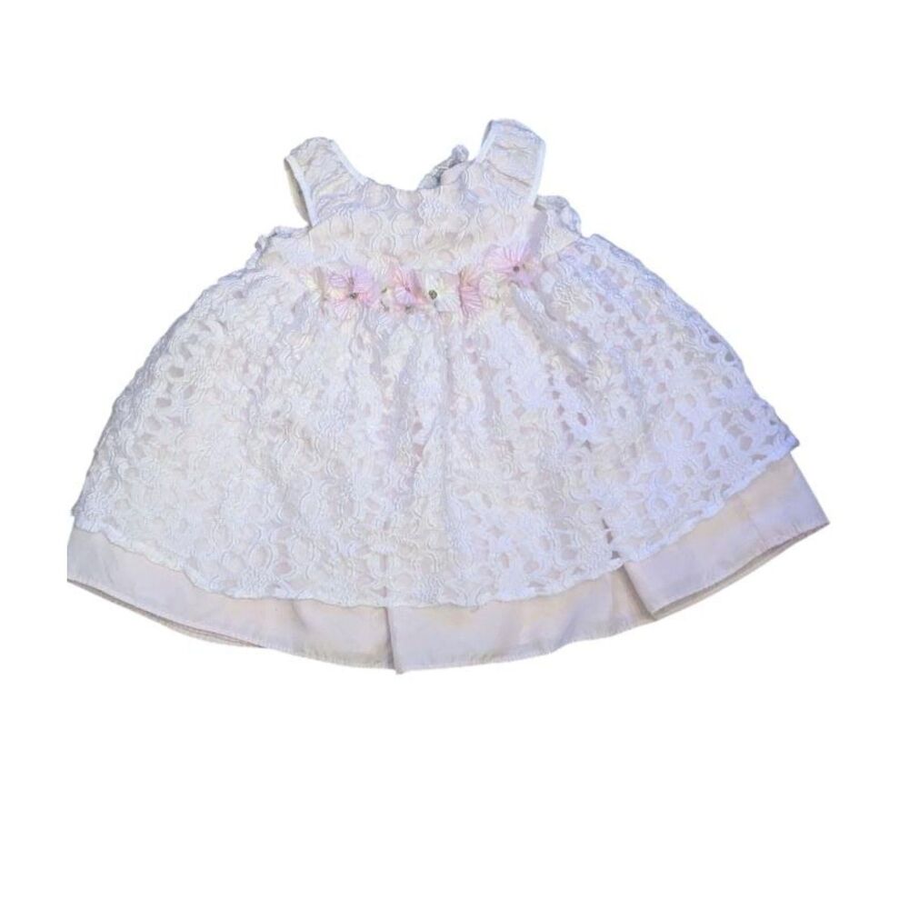 MARMELLATA Lace Babydoll Dress 18M Pink White Coquette Formal Christening